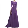 Kvinnor Formell Bröllop Bridesmaid Lång Klänning Solid Half Sleeve Kvinna Party Dress Ladies Elegant Maxi Lace Vestidos