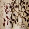 3 dの壁紙リビングルームの壁紙エンボス加工赤い葉花瓶家装飾絵画壁画防水防汚壁紙