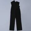 Vrouwen Sexy Designer Strapless Zwart Katoen Jumpsuit Bodycon High Street Celebrity Party Rompertjes 210527