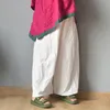 ジョニーチャーの女性の白いカジュアルワイドレッグパンツ綿の弾性ウエストズボン夏の緩い女性オリジナルパンツ210521