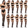 Plus Size Fishnet Stocking Sexy WomenTight Open Crotch High Waist Lingerie Garter Pantyhose Crotchless Mesh Tight Socks & Hosiery