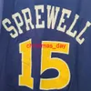 Campeón Latrell Sprewell 15 Jersey personalizar Cualquier nombre de número Bordado de alta calidad cosido Jersey