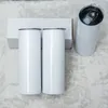 New White Blanks 20oz Water Bottles Sublimation Straight Stainless Steel Tumblers Thermos Coffee Tea Mugs with Lid and Plastic Straw bb0418