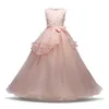 Girl's Dresses Summer Flower Princess Girl Tulle Dress Teenagers For Short Sleeve Clothes Children Prom Gown White