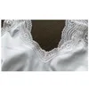 Черные кружева спинки камизол сатин сатин шелковые топы бак верхняя женская одежда белый cami жилет женщина плюс размер haut femme 210625