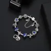 16-21CM Pink and blue crystal DIY Charm beads Valentine gift for girl heart moon star charms bracelets fit bosom friends match silver snake chain Jewelry Accessories