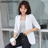 Vrouwen Zomerkleding 2021 Leer Koreaanse jas katoen linnen vrouwelijk lange plus maat 5xl losse casual mode blazer pak damespakken