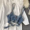 Casual jurken 2021 High-end witte shirt jurk vrouwelijke revers diamant parel luxe korte denim vest chic tweedelig sets mode