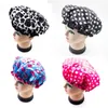 Ladies Double layer Satin Shower Cap Waterproof Padded European American Printing Caps Colorful Farmhouse Style Fine workmanship