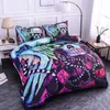 Fanaijia 3d conjunto de cama de flores tamanho queen capa de edredom de caveira de açúcar com fronha conjunto de edredom de quarto duplo completo king 210615