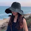 Cappello da sole estivo da donna a tesa larga vuota con protezione UV da spiaggia per cappelli da donna all'aperto