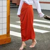 CHICEVER Asymmetrical Ruched Skirts Female High Waist Side Split Large Size Irregular Maxi Skirt Women Clothing Fashion 210621