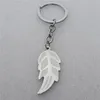 Leaf Keyring Stainless Steel Keychain Men Women Unisex Jewelry 12 pcs/lot Whole