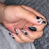 FALSE NAILS 24PCSBOX Black Matte Leopard Nail Tips Stiletto Cow Pattern Fake With Lim Full Cover Girls Art Accessory8661027