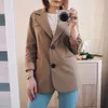 Sungtin Spring Women Blazer Jacket Casual Khaki Work Suit Coat Office Lady Fashion Pockets manga larga Slim Blazers Mujer 211006