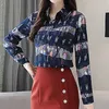 Camicia da donna a maniche lunghe top e camicette da donna top da donna Corea fan camicetta in chiffon stampato allentato completo 2087 50 210527