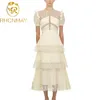 High Quality Runway self portrait Designer Dress Women Summer Patchwork Vintage Ruffles Lace A-line Slim Maxi Midi 210506