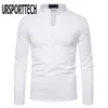 Ursportech Solid Color T Shirt Hommes Manches longues T-shirt Casual T-shirt Tops Vêtements Spring Automne Streetwear Fashion T-shirts 220312