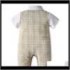 Vente transfrontalière usine été robe pour enfants garçon Ha Yi Gentleman manches courtes bébé body faux deux gilet Creeper R8H24 barboteuses Kbas1