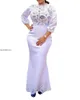 Roupas étnicas Vestidos africanos brancos para mulheres 2021 Roupas Robe oco Africaine Femme Bazin Riche Festa África Vestido maxi