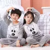 Crianças Manga Longa Morosa Flanela Pijama Inverno Menino Menina Sleepwear Dos Desenhos Animados Bebê Nightwear Presente Crianças Adorável Pijama Set 211130