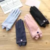 Fingerless handskar 300pairs / lot kvinnor vants mocka tyg varm skärm solid färg dam vinter körning