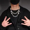 Iced Out Zircon leende ansikte skalle tärning cz hip hop halsband kedja för män kvinnor bling smycken gåva