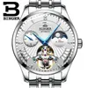 Швейцария BINGER Tourbillon механические часы автоматические мужские часы с фазой Луны полный стальной ремешок с сапфировым стеклом светящиеся водонепроницаемые часы Wristwa267i