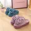 Pantofole invernali in cotone fiore tacco alto femminile moda indoor bella principessa aggiungere scarpe calde ispessimento velluto