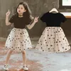 Girl's Dresses 2021 Summer Girls Clothes Layered Solid Polka Dot Chiffon Plaid Kids Baby Child Teenager 5 6 7 8 9 10 11 12 13 14 Years