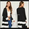 Bovenkleding Jassen Dames Kleding Apparel Drop Levering 2021 Plus Size Boho Dames Open Top Printing Stripe Losse Kimono Cardigan Cover Up Lon