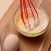 Batidor de huevos de silicona de 10 pulgadas para cocina, mezclador de polvo con mango de acero inoxidable, mezclador de crema para hornear