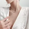 Chains Luxury Pearl Necklace For Women Trendy Elegant Asymmetry Chain Pendant Nekclace Smooth Heart Bride Jewelry Lover Gifts