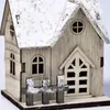 Decorative Objects & Figurines LED Wooden House Light Up Hut Battery Powered Festival Holiday Ornament Cottage Figurine Table Craft Christma