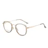 Metal Optical Glasses Frame Men Women Clear Lens Spring Leg Eyewear Gold Prescription Eyeglasses Frames Lunette De Vue No Degree F273C