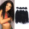 Bundles de tissage de cheveux humains mongols 3/4 pièces vague profonde 8-26 pouces couleur naturelle extensions bouclées non remy pour les femmes