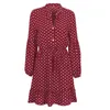 Vintage à pois chemise robe femmes lanterne manches rouge automne hiver robe courte élégante dames bouton tenue décontractée 210415
