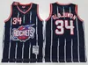 농구 Mitchell과 Ness 빈티지 Hakeem Olajuwon Jersey 34 Tracy McGrady Penny Hardaway 1 Vince Carter 15 Retro Red Navy Blue White Black 고품질