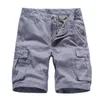 Summer Men's Multi Pocket Military Cargo Shorts Male Cotton Green Mens Casual Tactical Short Pants No Belt 210629