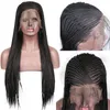 2021 nuova parrucca anteriore in pizzo in fibra chimica parrucca temperamento moda europea e americana lunghe parrucche intrecciate a tre fili africane ricci