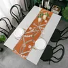 Dunxdeco bord löpare middag fest lång bord täcker tyg modern enkel kedja jacquard orange grön trädgård skrivbord dekorera matta 211117