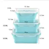 Boîte à lunch en silicone Set empilable Bento Food Prep Container Pliable Lunchbox Micro-ondes Dîner Conteneurs de stockage Leakproof Fresh 210818