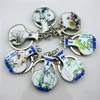 10sets High Quality Chinese style key chain key ring Unique Blue and White Porcelain Key Holders Souvenir Favors Gifts for Small Business