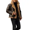 Masowe męskie zagęszczanie głębokiej kawy jeden z długim rękawem sztuczny futra płaszcz zimowy mężczyzna skórzana kurtka zakupowa punkowa styl