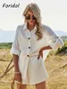 Cotton Linen White Casual Suits for Women Holiday Beach Playsuits Romper Plus Size Loose Sets Jumpsuits Over Ladies 210427