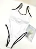 Costume da bagno modello semplice bikini bianco costume intero push up da spiaggia donna costume da bagno affascinante con cinturino alla caviglia4142468