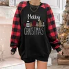 Damen Hoodies Sweatshirts Frauen Weihnachten Elch Plaid Druck Harajuku Casual Langarm Pullover O Hals Herbst Winter Top