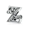 925 Sterling Silver Letter Vintage A à Z 26 Lettre Charms Ajouré CZ Alphabet Perles Fit Charm Bracelet BSC030