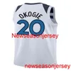 100% Gestikt Josh Okogie #20 Basketbal Jersey Goedkope Custom Heren Dames Jeugd XS-6XL Basketbal Jerseys