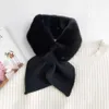 2021 New Black White Thick Warm Faux Rabbit Fur Neck Collar Scarf Bandana Women Winter Fashion Heart Knitted Scarfs for Ladies H0923